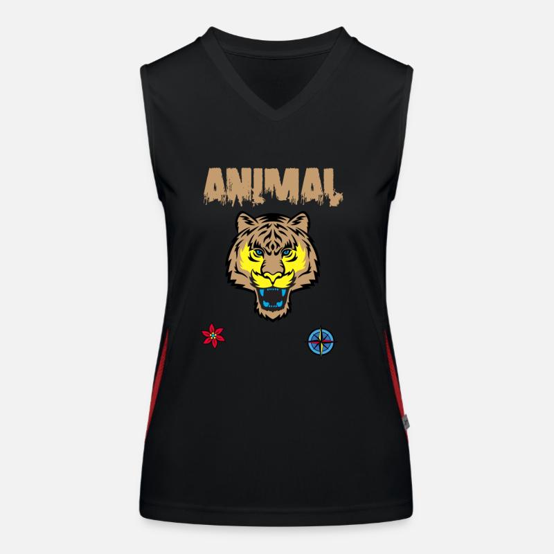 tiger face drawing Women's Functional Contrast Tank Top