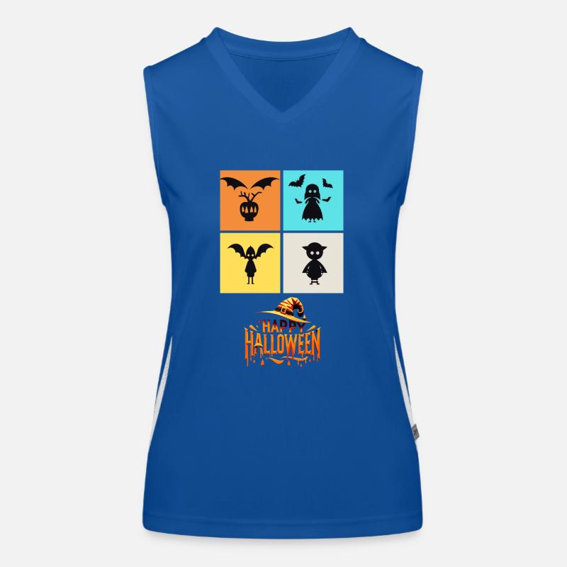 Quartett der Schrecken: Eine Halloween-Collage Funktionelles Kontrast-Tank Top für Frauen