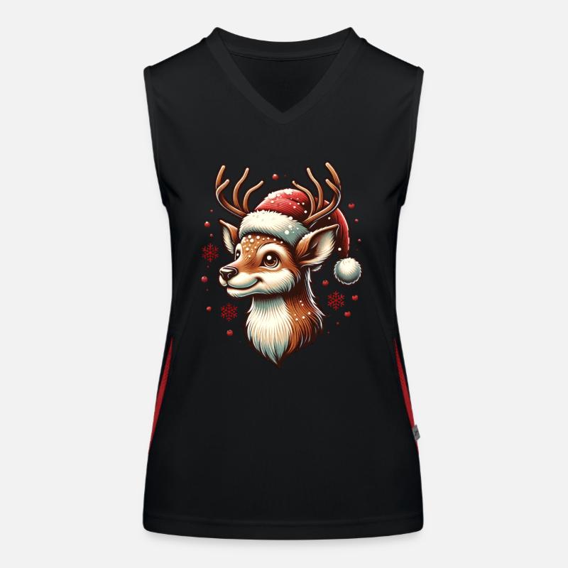 Reindeer Christmas Snowfall Women's Functional Contrast Tank Top