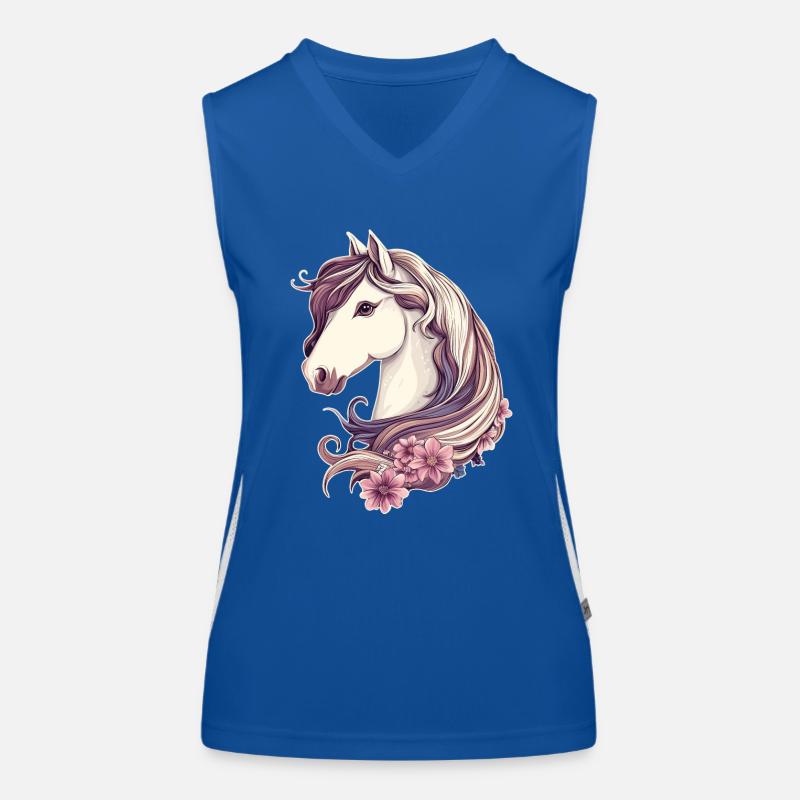 Pferd mit Blumen Funktionelles Kontrast-Tank Top für Frauen