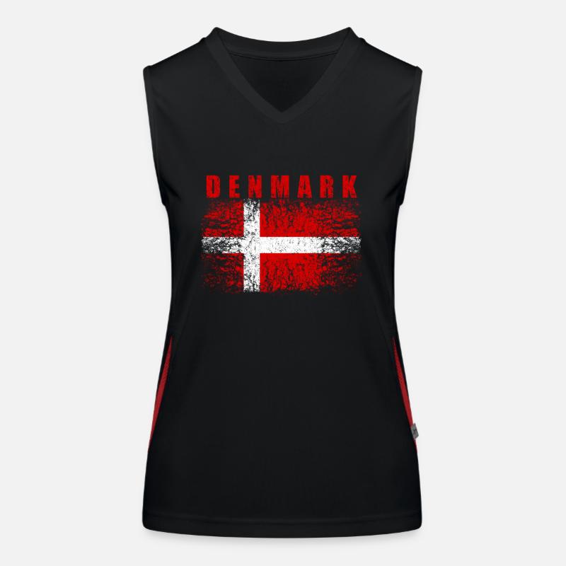 Drapeau du Danemark 008 Débardeur respirant contrasté Femme