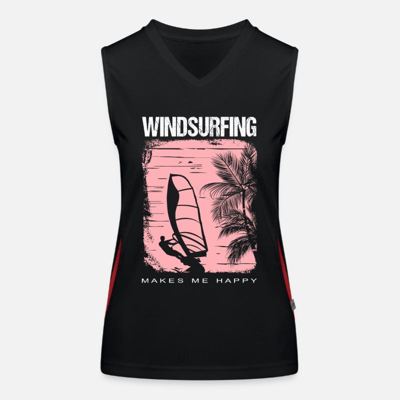Windsurfen Windsurfing makes me happy Funktionelles Kontrast-Tank Top für Frauen