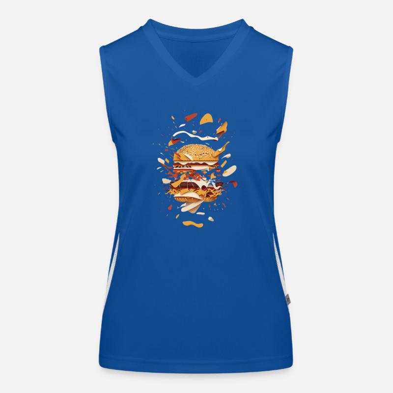 Burger Exploded | Dekonstruierter Burger Funktionelles Kontrast-Tank Top für Frauen