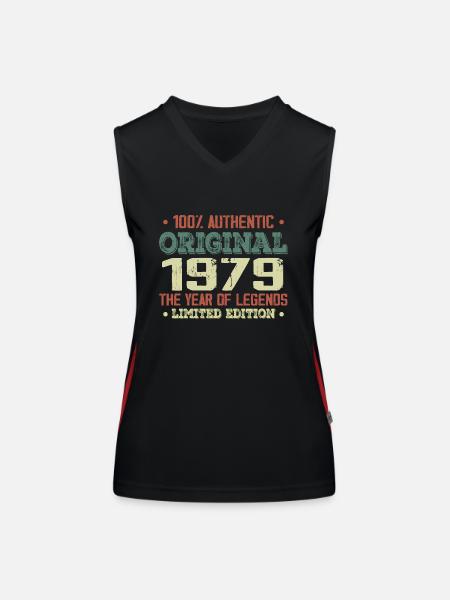 Legend since 1979 Born in 1979 - 45th Birthday - Women's Functional Contrast Tank Top - black/red - Front