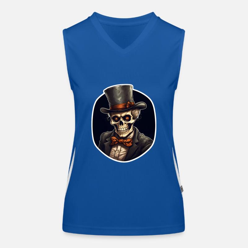 Skull with top hat Women's Functional Contrast Tank Top