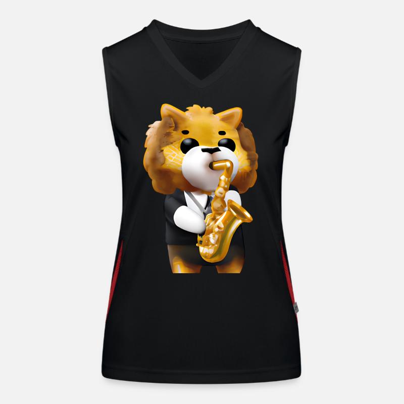 Lion avec saxophone Débardeur respirant contrasté Femme