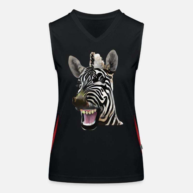 Breit grinsendes Zebra Funktionelles Kontrast-Tank Top für Frauen