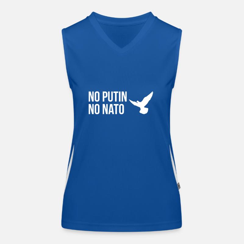 PAS DE POUTINE, PAS D’OTAN avec la colombe de la paix Débardeur respirant contrasté Femme