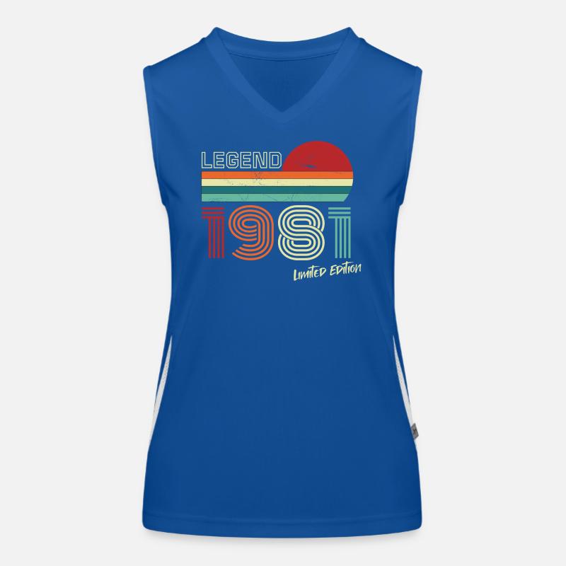 Legend 1981 Geburtstagsshirt Geschenk Jubiläum Funktionelles Kontrast-Tank Top für Frauen