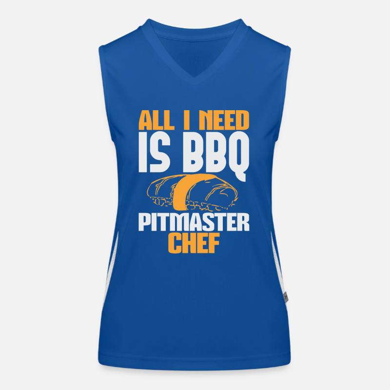 ALL I NEED IS BBQ PITMASTER CHEF Women's Functional Contrast Tank Top
