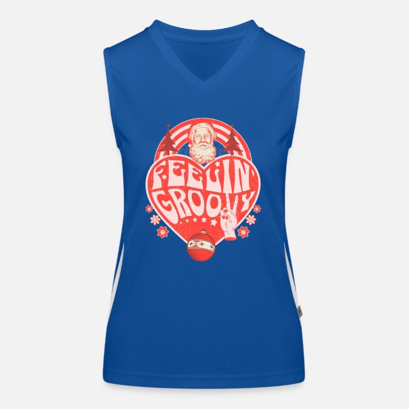 Feeling Groovy Retro Style Christmas Santa Women's Functional Contrast Tank Top