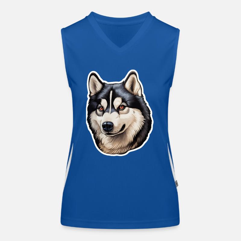Siberian Husky Kopf Funktionelles Kontrast-Tank Top für Frauen