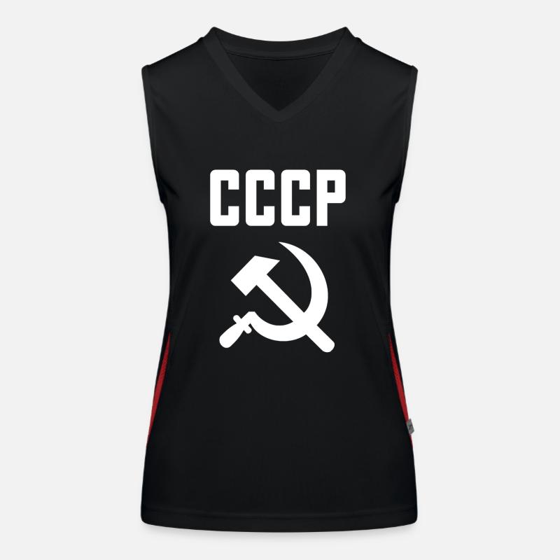 Soviet - Hammer and Sickle Soviet Union - Communist Women's Functional Contrast Tank Top