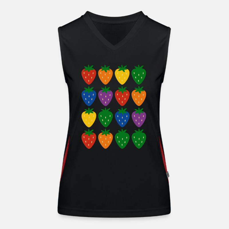 Colorful Rainbow Strawberry Pattern Women's Functional Contrast Tank Top