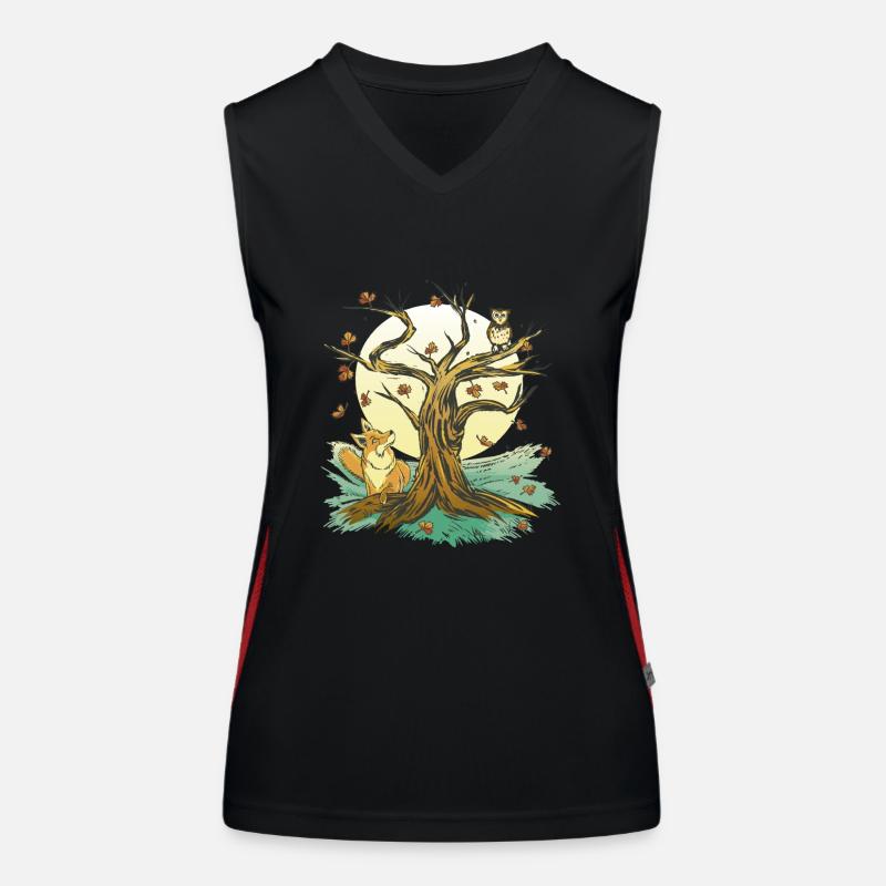Fox Owl Forest Camping Animals Women's Functional Contrast Tank Top