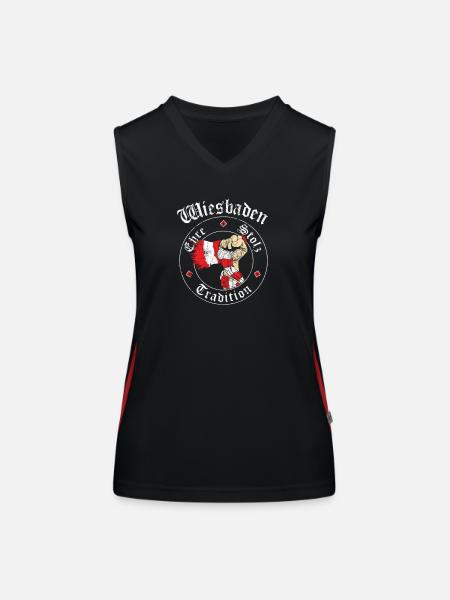 Wiesbaden Ehre Stolz Tradition No II - Funktionelles Kontrast-Tank Top für Frauen - Schwarz/Rot - Vorne