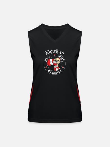 Zwickau Ehre Stolz Tradition No II - Funktionelles Kontrast-Tank Top für Frauen - Schwarz/Rot - Vorne