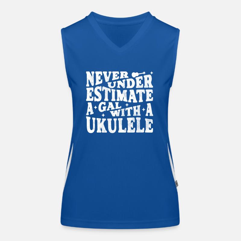 Never underestimate a Gal with a Ukulele Women's Functional Contrast Tank Top