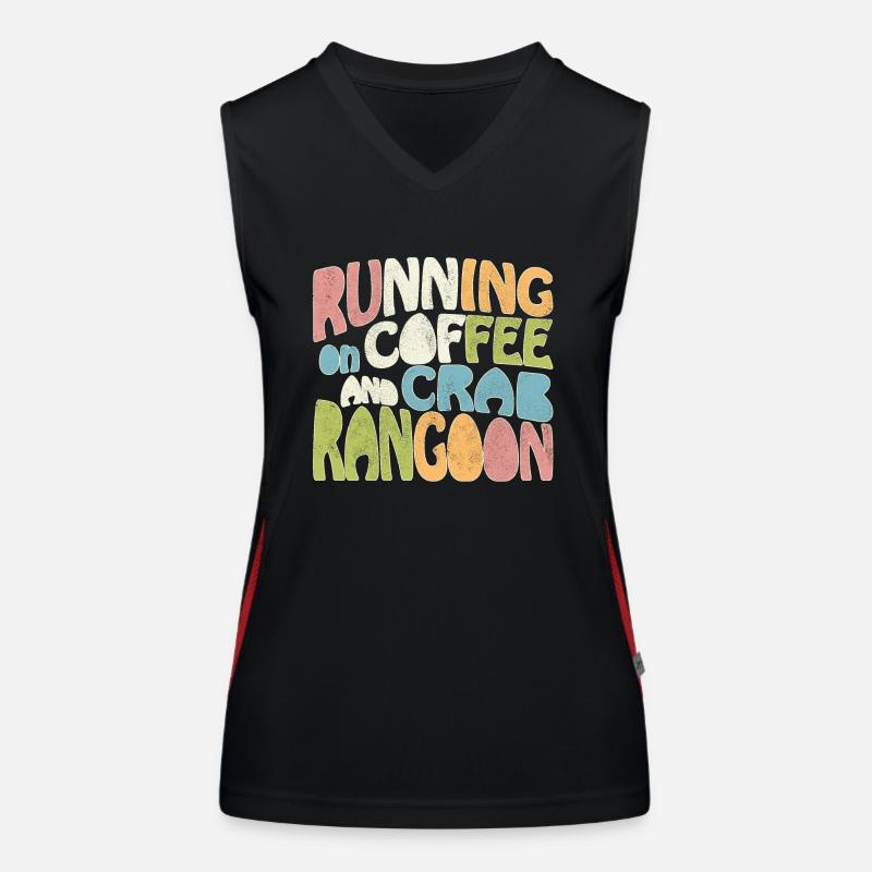 Running on coffee and crab rangoon Funktionelles Kontrast-Tank Top für Frauen