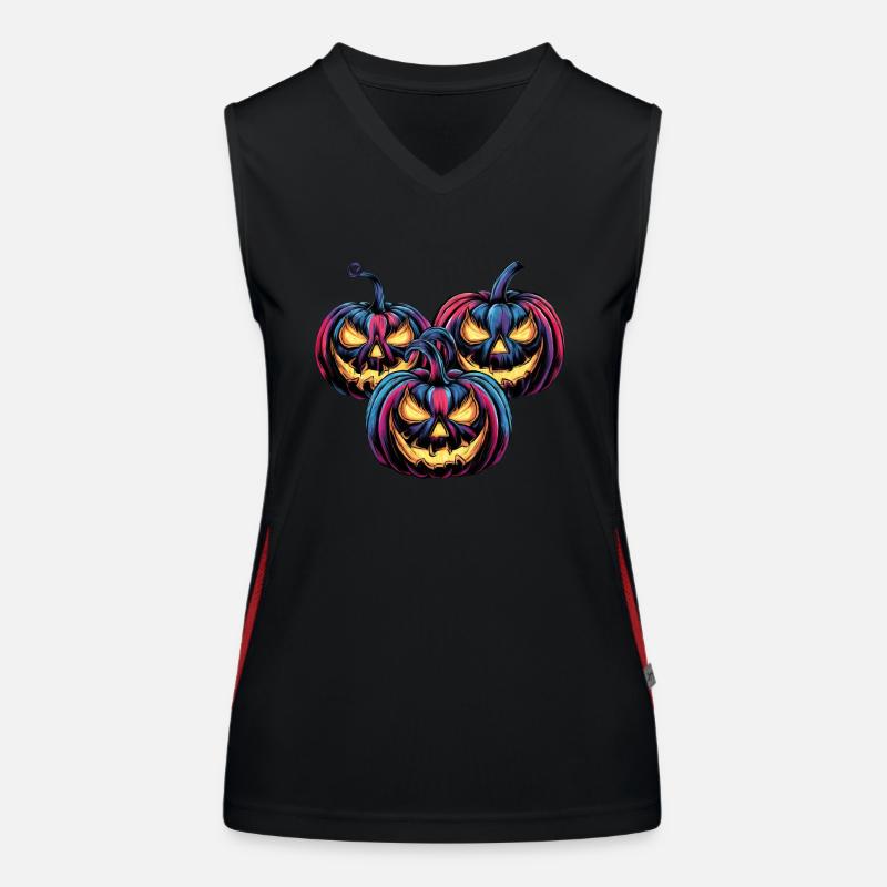 Pumpkin - Halloween Design Women's Functional Contrast Tank Top