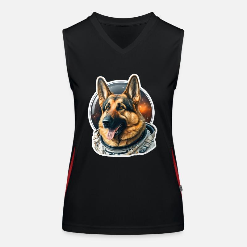 Chien de berger dans l’espace, drôles de chiens, Spacedogo ! Débardeur respirant contrasté Femme