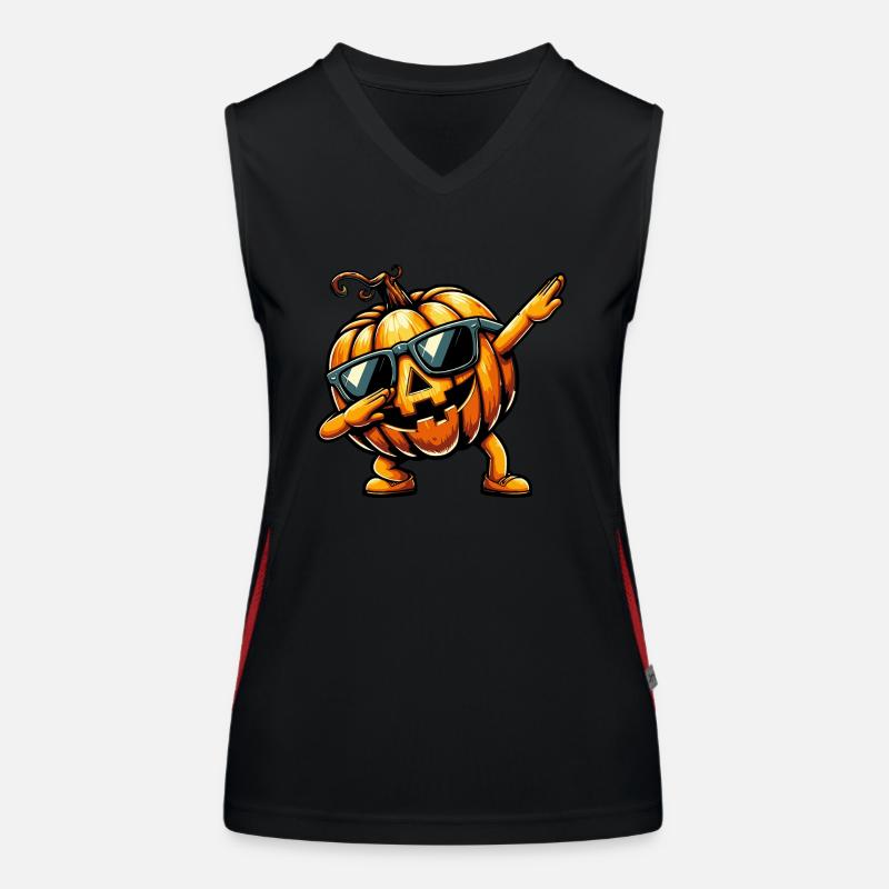 Dabbing Pumpkin Funktionelles Kontrast-Tank Top für Frauen