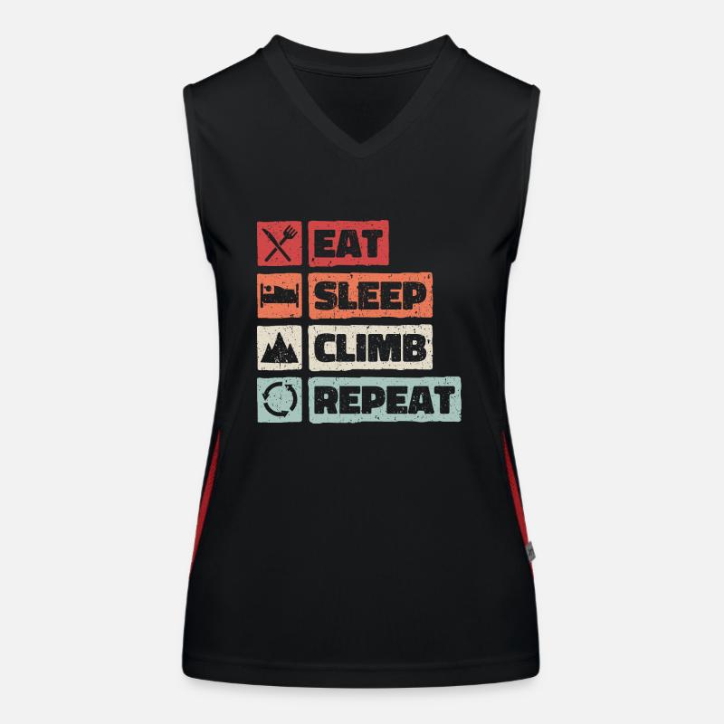 Manger Sleep Climb Répéter Rétro Vintage Rock Climber Débardeur respirant contrasté Femme
