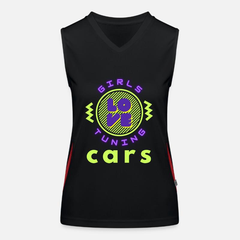Mädchen lieben Tuning-Autos Funktionelles Kontrast-Tank Top für Frauen