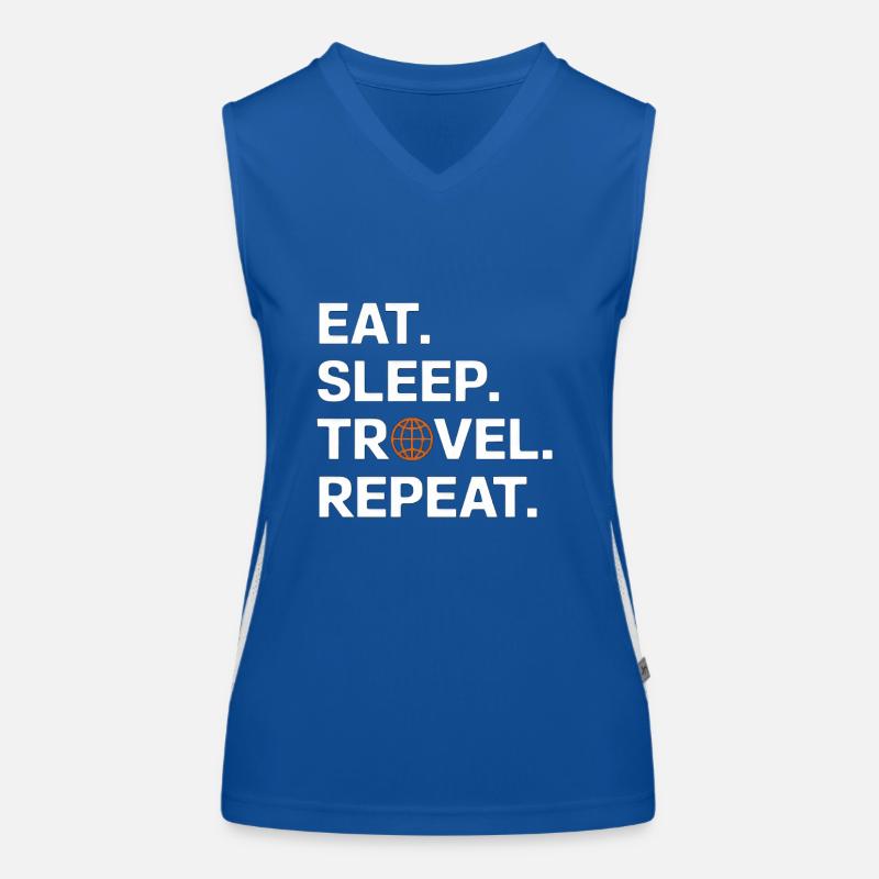 Eat Sleep Travel Repeat Funktionelles Kontrast-Tank Top für Frauen