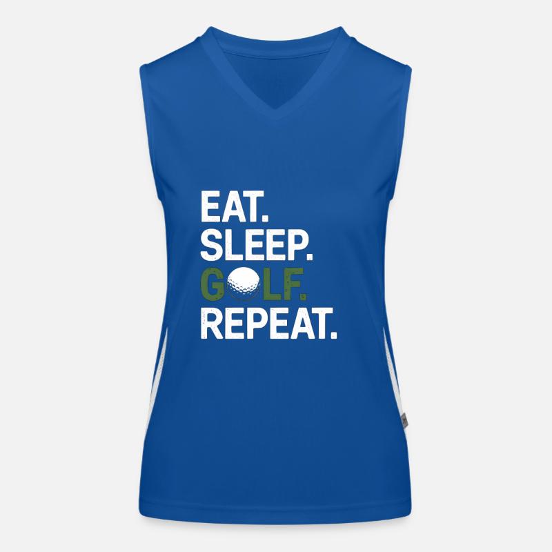 Eat Sleep Golf Repeat Funktionelles Kontrast-Tank Top für Frauen