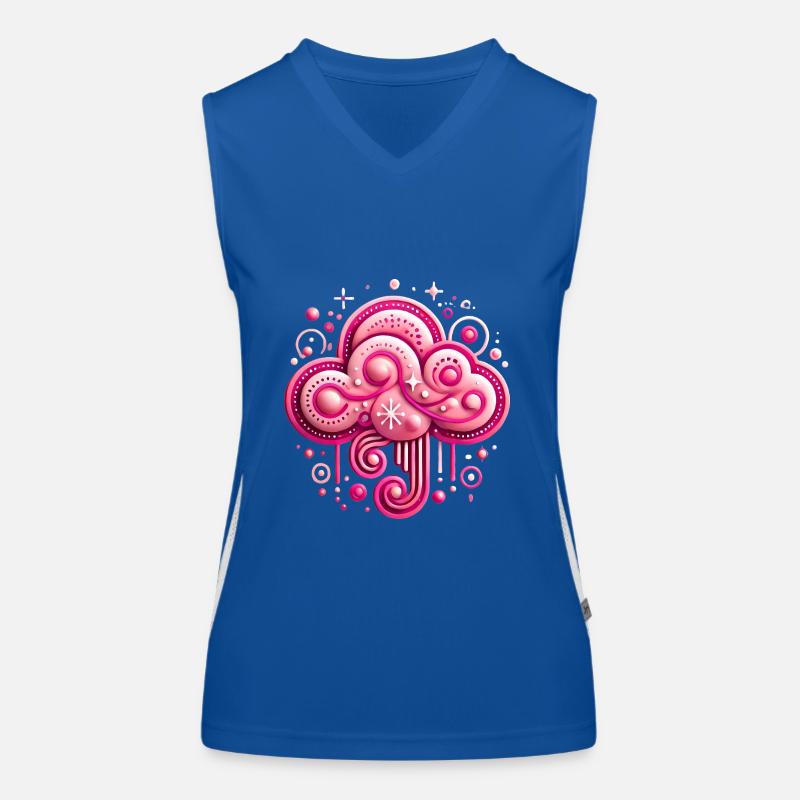 Whimsical Pink Cloud Design Women's Functional Contrast Tank Top