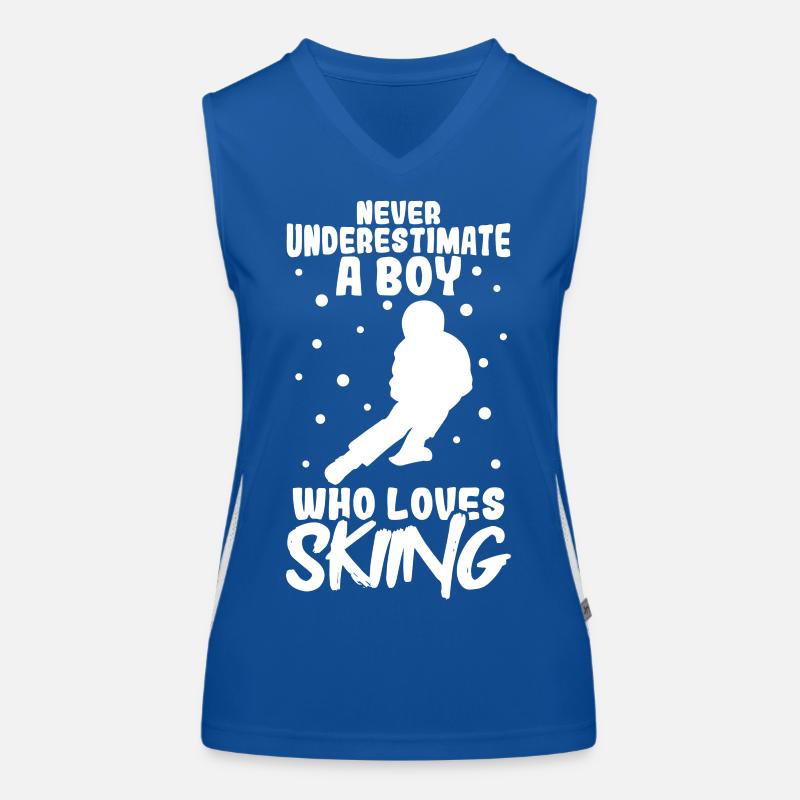 Ski fahrender Junge Funktionelles Kontrast-Tank Top für Frauen