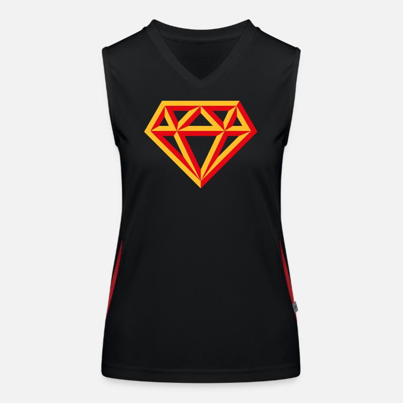 Diamond (Gemstone Brilliant Symbol / Outl. Red 2C) Women's Functional Contrast Tank Top