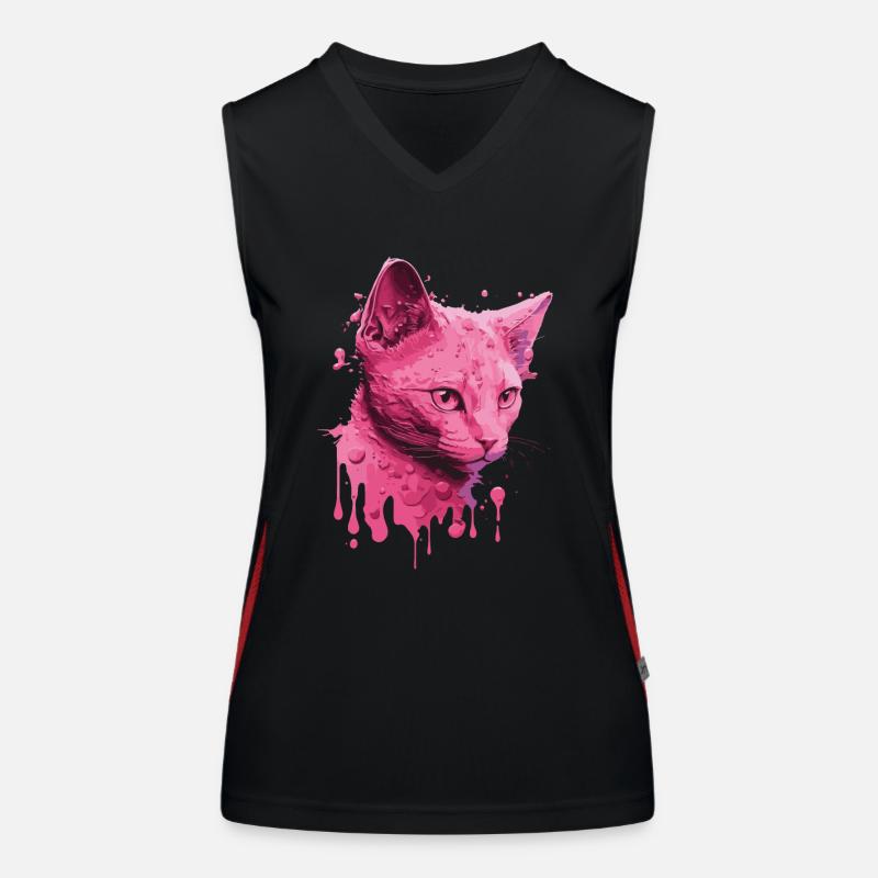Chat rose Débardeur respirant contrasté Femme