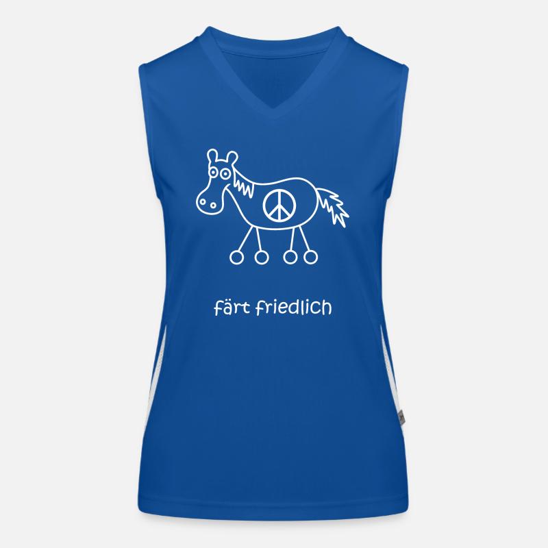 färt friedlich, Frieden, Peace, lustiges Pferd Funktionelles Kontrast-Tank Top für Frauen
