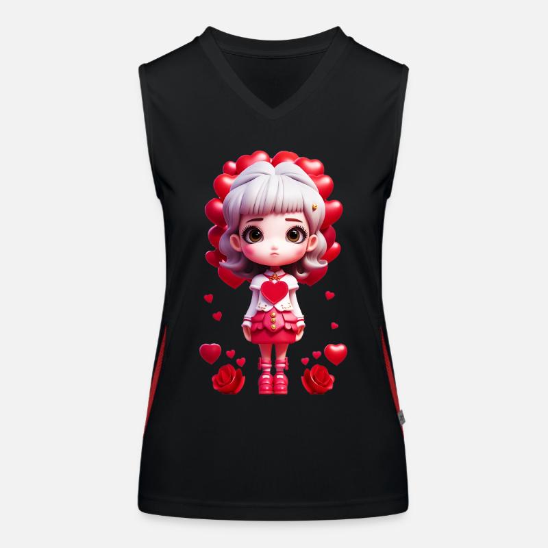 Kleines Mädchen mit Herzen Funktionelles Kontrast-Tank Top für Frauen