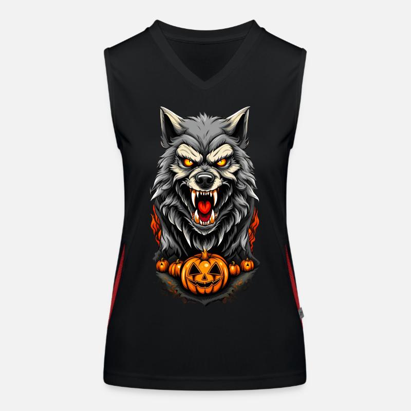 Halloween Wolf Funktionelles Kontrast-Tank Top für Frauen