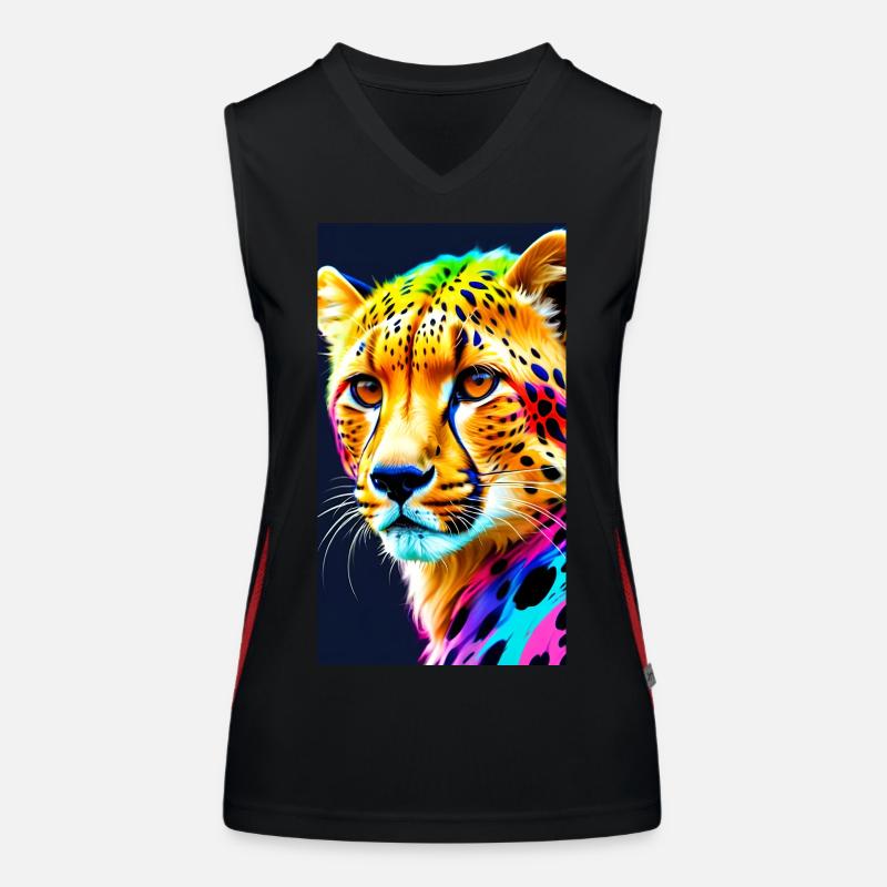 Cheetah Front Funktionelles Kontrast-Tank Top für Frauen