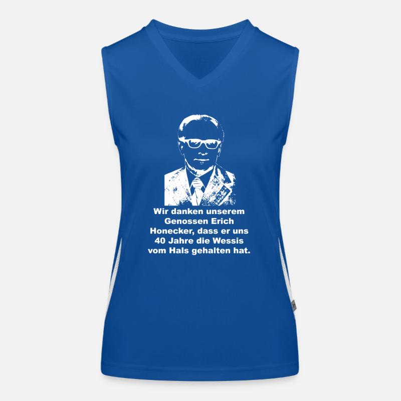 DDR Ossi Honecker Spruch lustig Wessi Funktionelles Kontrast-Tank Top für Frauen