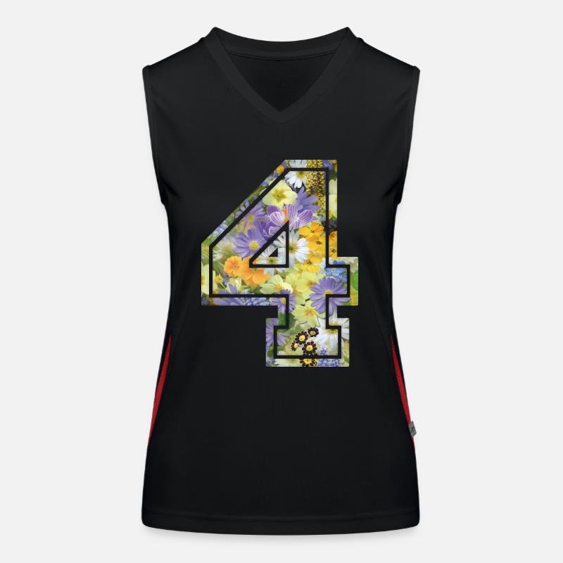 Numero 4 fleur, Équipe Foot, basket université Débardeur respirant contrasté Femme