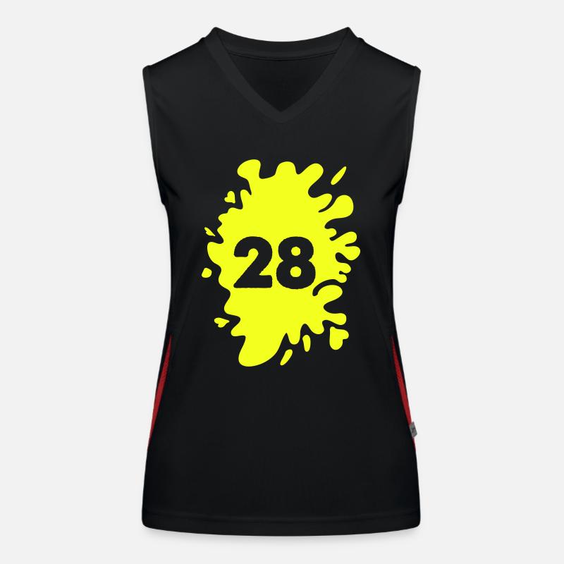 Macchie 28 - Top sportivo da donna in contrasto cromatico - nero/rosso