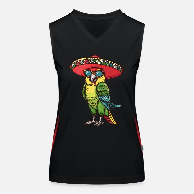 Parrot Comic Funny Sombrero Women's Functional Contrast Tank Top