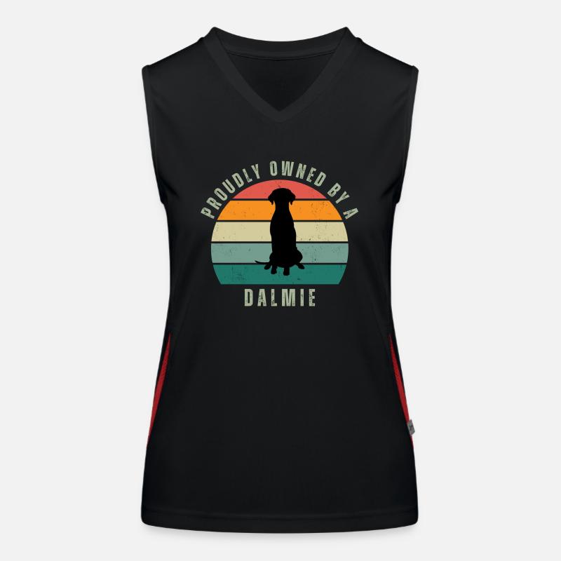 Proudly Owned by a Dalmie Retro Sunset Funktionelles Kontrast-Tank Top für Frauen