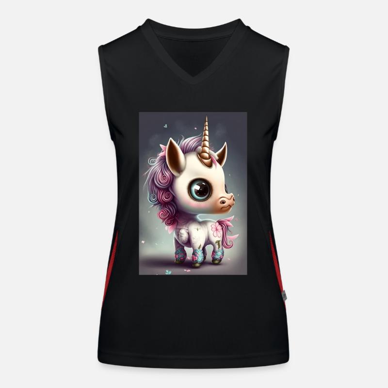 Chibi Einhorn Funktionelles Kontrast-Tank Top für Frauen