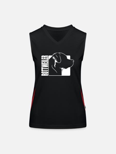 Rottweiler Profil Chiens Chien Wilsigns - Débardeur respirant contrasté Femme - noir/rouge - Devant