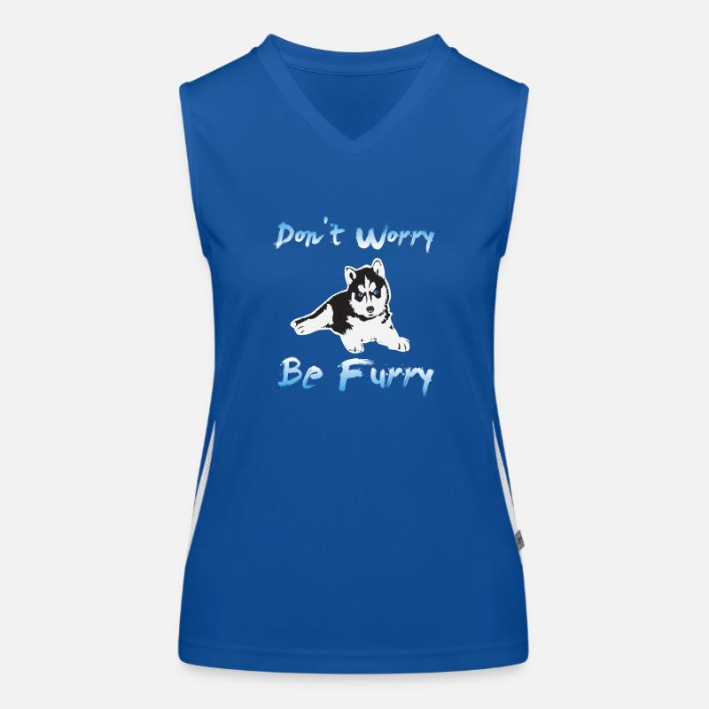 Do not worry be Furry Husky Dog Wolf Pack Women's Functional Contrast Tank Top