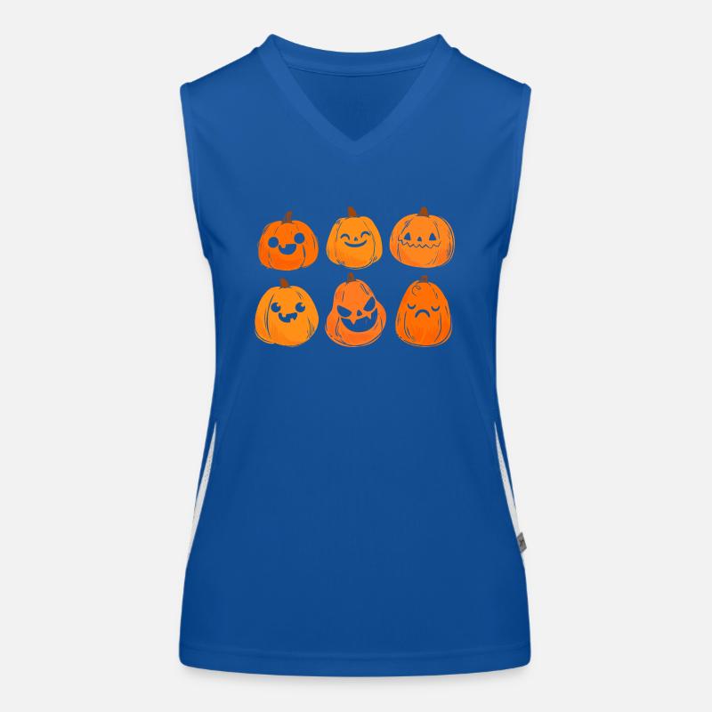 Jack O Lantern Pumpkin Face Retro Halloween Women's Functional Contrast Tank Top