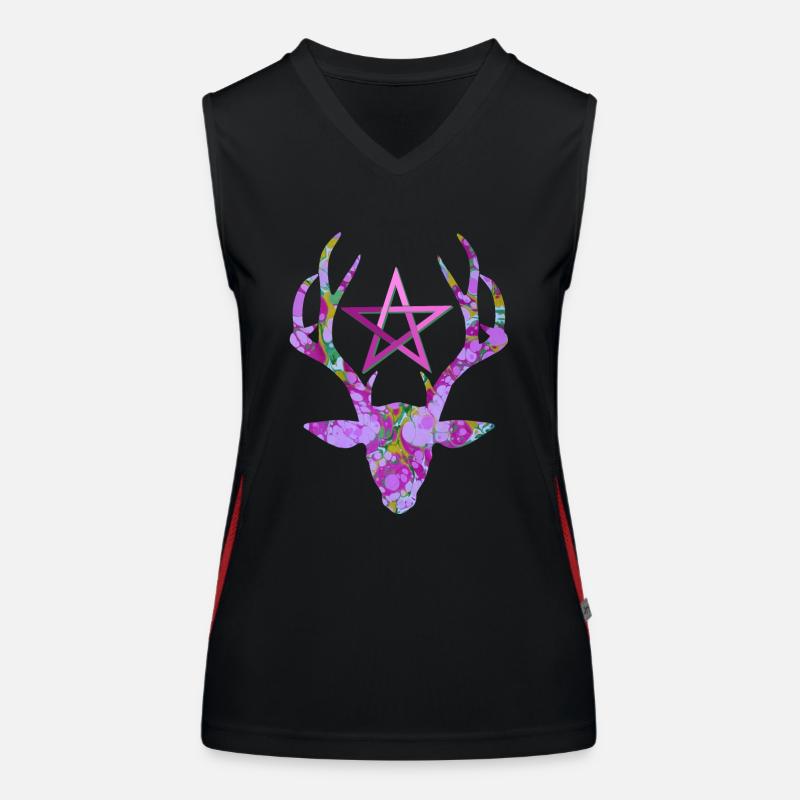 Deer head with pentagram E 230 Women's Functional Contrast Tank Top