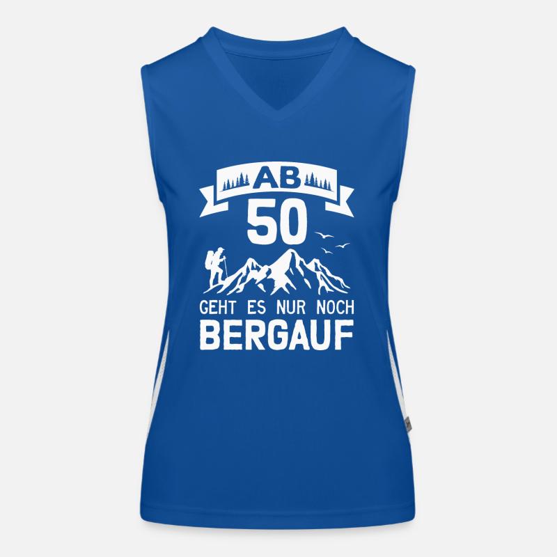 50. Geburtstag Bergsteiger Wanderer Berge Wandern Funktionelles Kontrast-Tank Top für Frauen