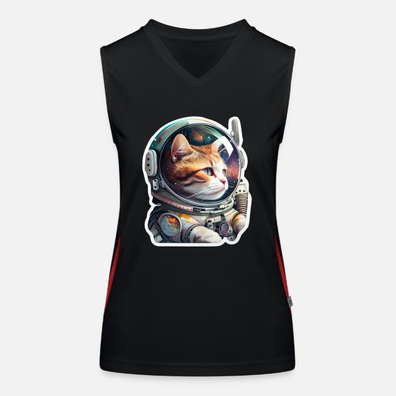 Chat dans l’espace, drôles de chats, Spacekitty ! Débardeur respirant contrasté Femme